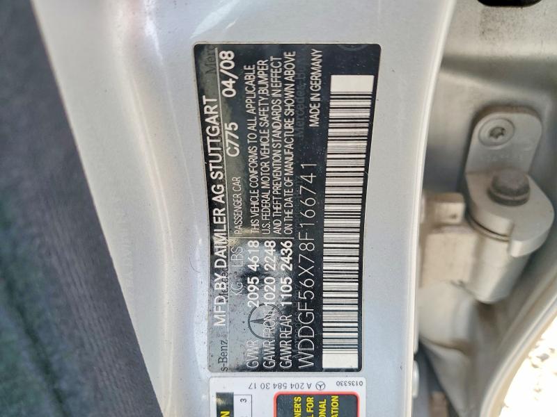 Продаж на аукціоні авто 2008 Mercedes-benz C, vin: WDDGF56X78F166741, номер лоту: 47124886