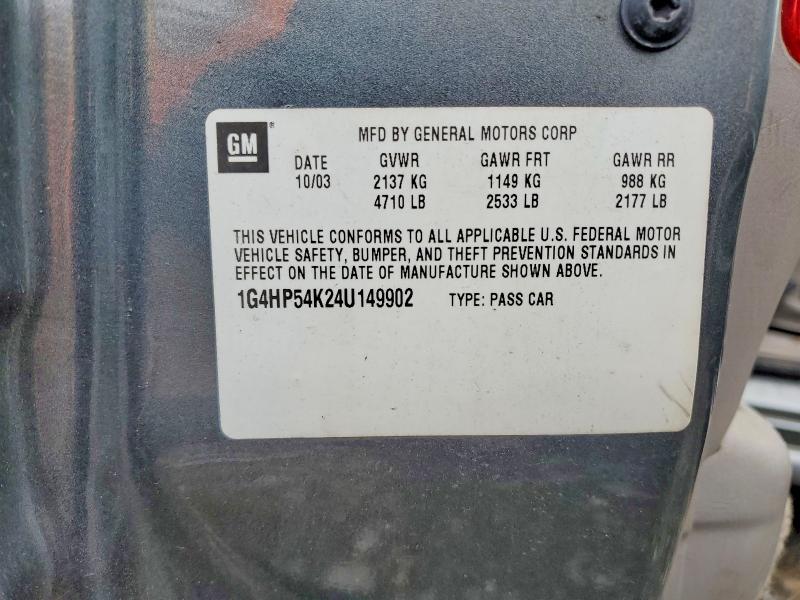 2004 Buick Lesabre მანქანა იყიდება აუქციონზე, vin: 1G4HP54K24U149902, აუქციონის ნომერი: 47989116