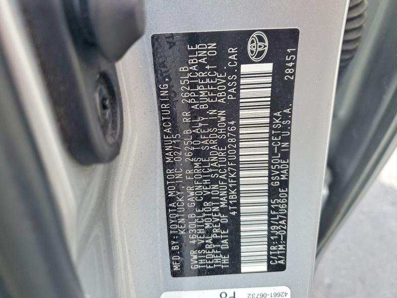 47475066 :رقم المزاد ، 4T1BK1FK7FU028764 vin ، 2015 Toyota Camry مزاد بيع
