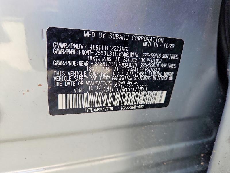 Продажа на аукционе авто 2021 Subaru Forester, vin: JF2SKAUC0MH457963, номер лота: 47118786