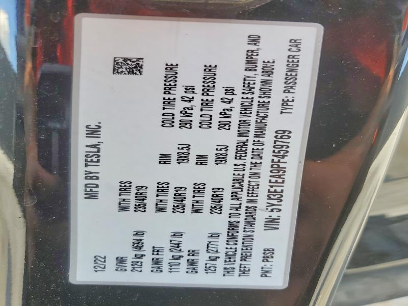 Aukcja sprzedaży 2023 Tesla Model 3, vin: 5YJ3E1EA9PF459769, numer aukcji: 47819126