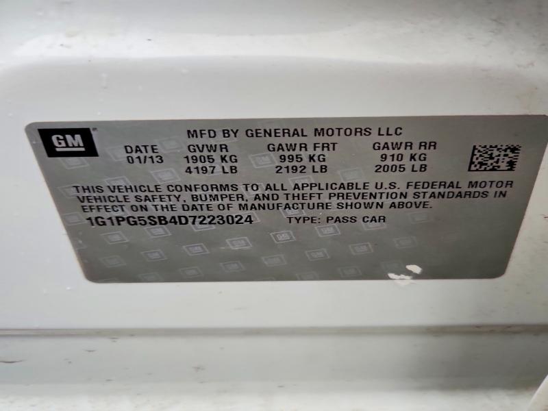 2013 Chevrolet Cruze მანქანა იყიდება აუქციონზე, vin: 1G1PG5SB4D7223024, აუქციონის ნომერი: 46849446