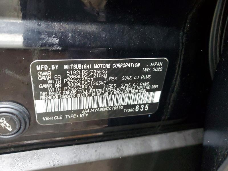 Продаж на аукціоні авто 2022 Mitsubishi Outlander, vin: JA4J4VA80NZ079550, номер лоту: 41780556