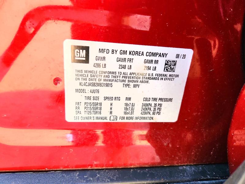 46805286 :رقم المزاد ، KL4CJASB2MB319015 vin ، 2021 Buick Encore مزاد بيع