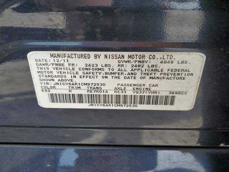 Aukcja sprzedaży 2012 Infiniti G37 Sedan, vin: JN1CV6AR1CM972530, numer aukcji: 46409076