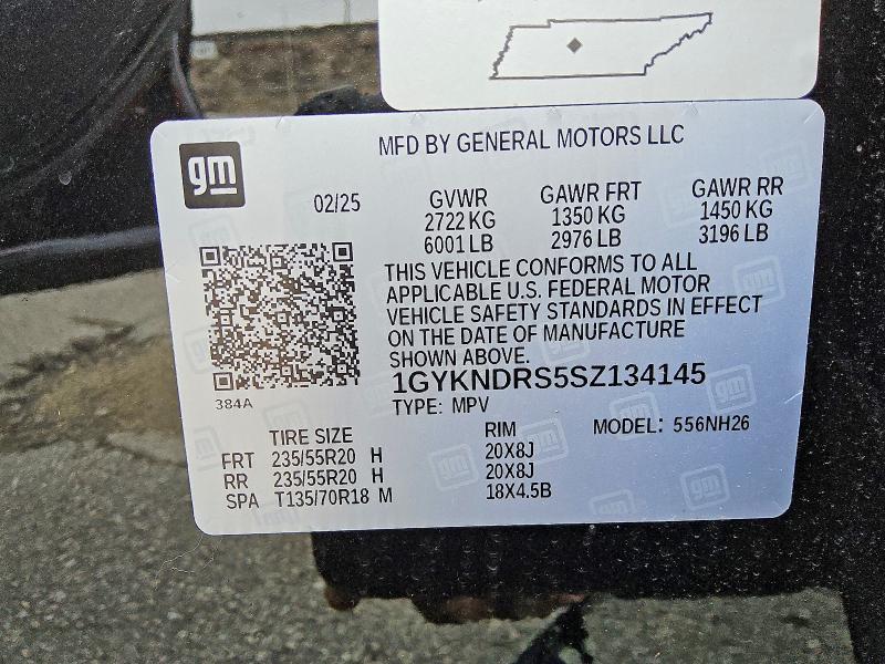 2025 Cadillac Xt5 მანქანა იყიდება აუქციონზე, vin: 1GYKNDRS5SZ134145, აუქციონის ნომერი: 46375696
