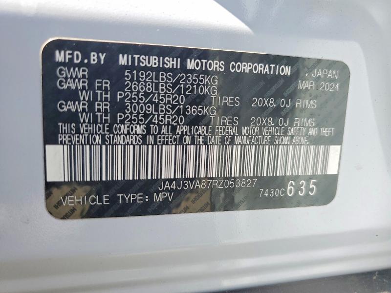 Продаж на аукціоні авто 2024 Mitsubishi Outlander, vin: JA4J3VA87RZ053827, номер лоту: 46543866