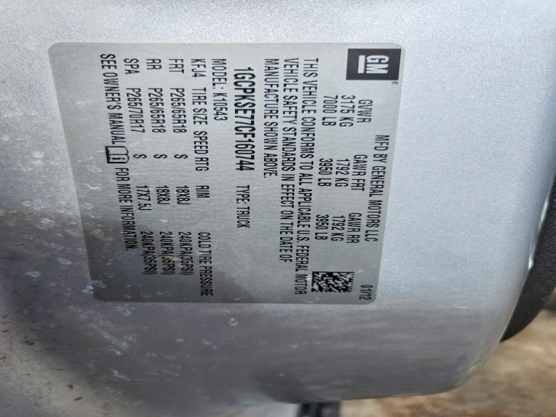 41931966 :رقم المزاد ، 1GCPKSE77CF160744 vin ، 2012 Chevrolet Silverado مزاد بيع