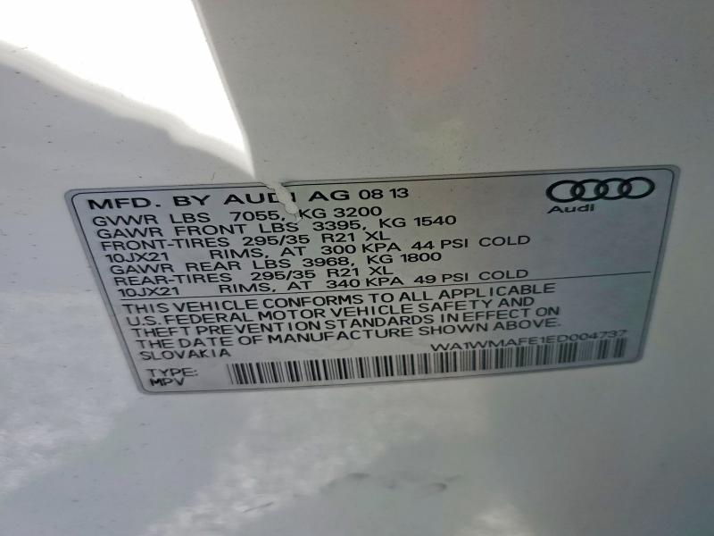 47020456 :رقم المزاد ، WA1WMAFE1ED004737 vin ، 2014 Audi Q7 مزاد بيع