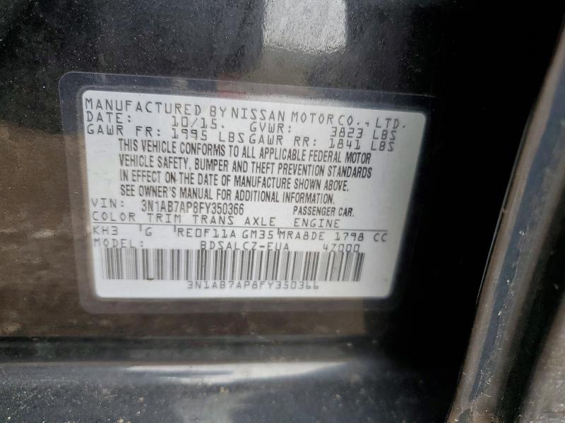 Продаж на аукціоні авто 2015 Nissan Sentra, vin: 3N1AB7AP8FY350366, номер лоту: 45478786