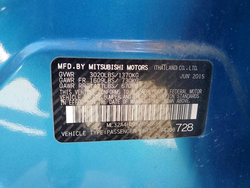 Продаж на аукціоні авто 2015 Mitsubishi Mirage, vin: ML32A4HJXFH052646, номер лоту: 46925966
