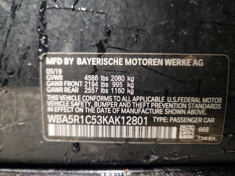 Продаж на аукціоні авто 2019 Bmw 330i, vin: WBA5R1C53KAK12801, номер лоту: 45839666