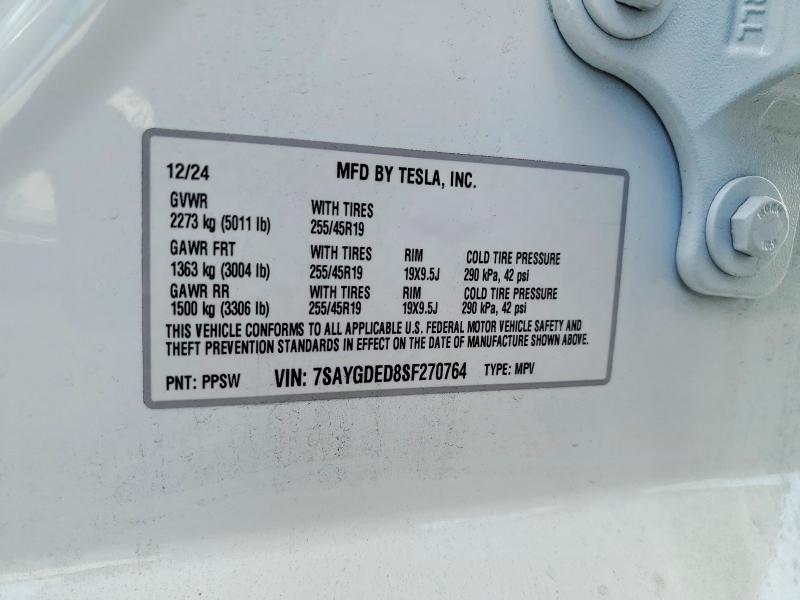 Продаж на аукціоні авто 2025 Tesla Model Y, vin: 7SAYGDED8SF270764, номер лоту: 46949306