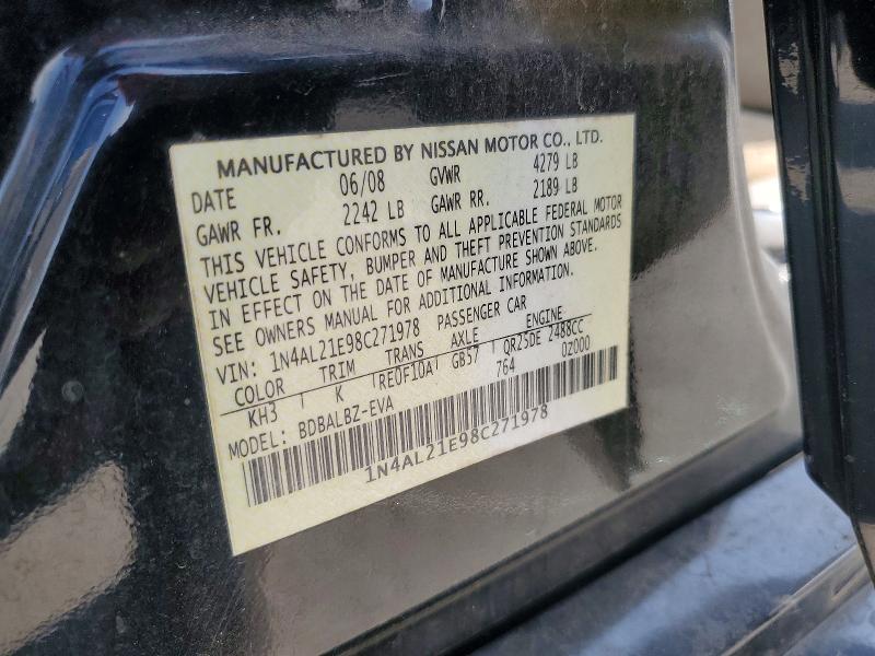 41997936 :رقم المزاد ، 1N4AL21E98C271978 vin ، 2008 Nissan Altima مزاد بيع