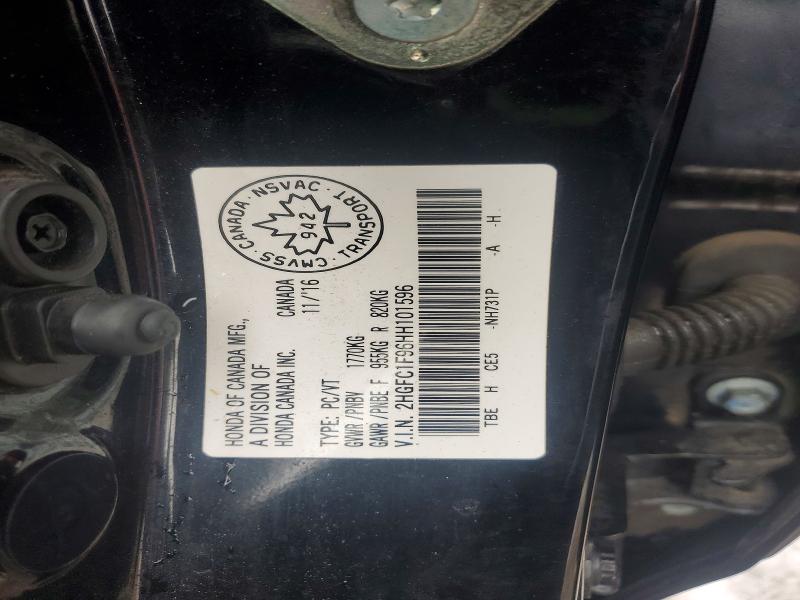 46712446 :رقم المزاد ، 2HGFC1F96HH101596 vin ، 2017 Honda Civic مزاد بيع