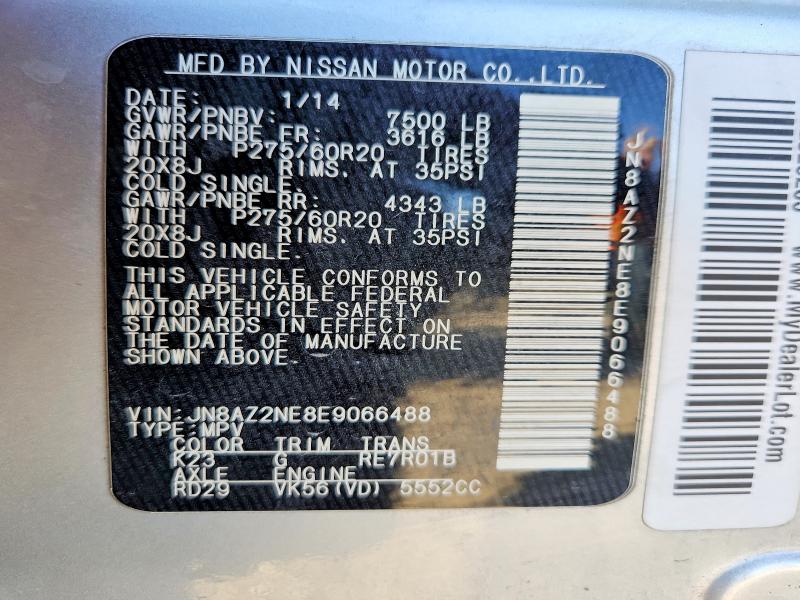 Aukcja sprzedaży 2014 Infiniti Qx80, vin: JN8AZ2NE8E9066488, numer aukcji: 48103086