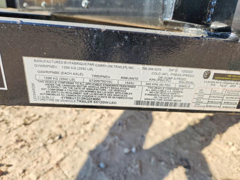 2024 Carry-on Utility Tr მანქანა იყიდება აუქციონზე, vin: 4YMBU1212RG016050, აუქციონის ნომერი: 46988546