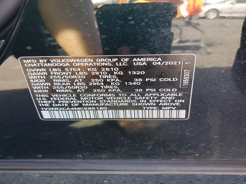 46889736 :رقم المزاد ، 1V2ER2CA4MC585180 vin ، 2021 Volkswagen Atlas مزاد بيع