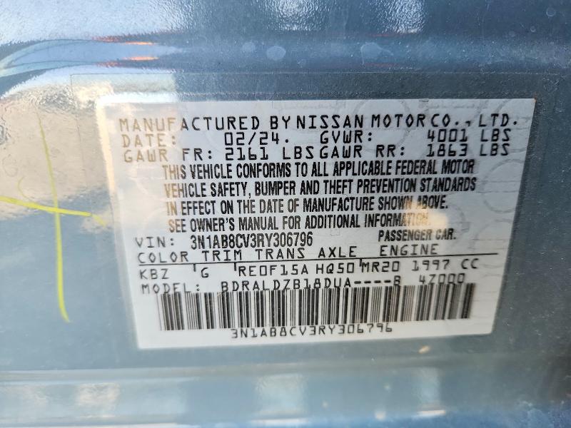 2024 Nissan Sentra მანქანა იყიდება აუქციონზე, vin: 3N1AB8CV3RY306796, აუქციონის ნომერი: 47780756
