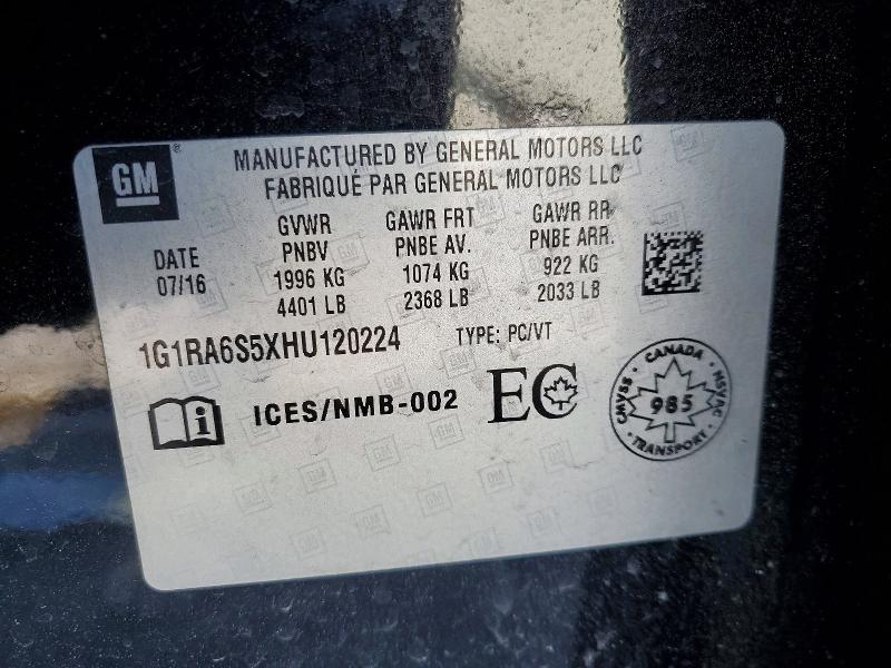 Aukcja sprzedaży 2017 Chevrolet Volt, vin: 1G1RA6S5XHU120224, numer aukcji: 79973425
