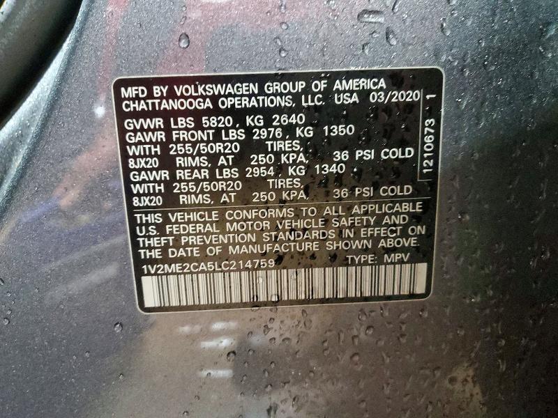 Продаж на аукціоні авто 2020 Volkswagen Atlas Cross Sport, vin: 1V2ME2CA5LC214759, номер лоту: 47117646