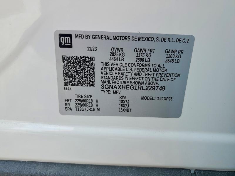 2024 Chevrolet Equinox მანქანა იყიდება აუქციონზე, vin: 3GNAXHEG1RL229749, აუქციონის ნომერი: 47644956
