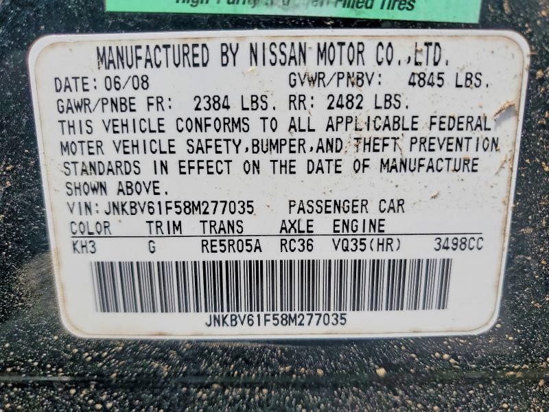 77354855 :رقم المزاد ، JNKBV61F58M277035 vin ، 2008 Infiniti G35 مزاد بيع
