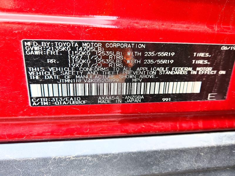 Продажа на аукционе авто 2019 Toyota Rav4, vin: JTMN1RFV4KD520899, номер лота: 45497136
