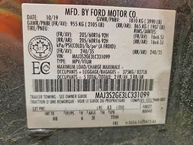Aukcja sprzedaży 2020 Ford Ecosport, vin: MAJ3S2GE3LC331099, numer aukcji: 78504175