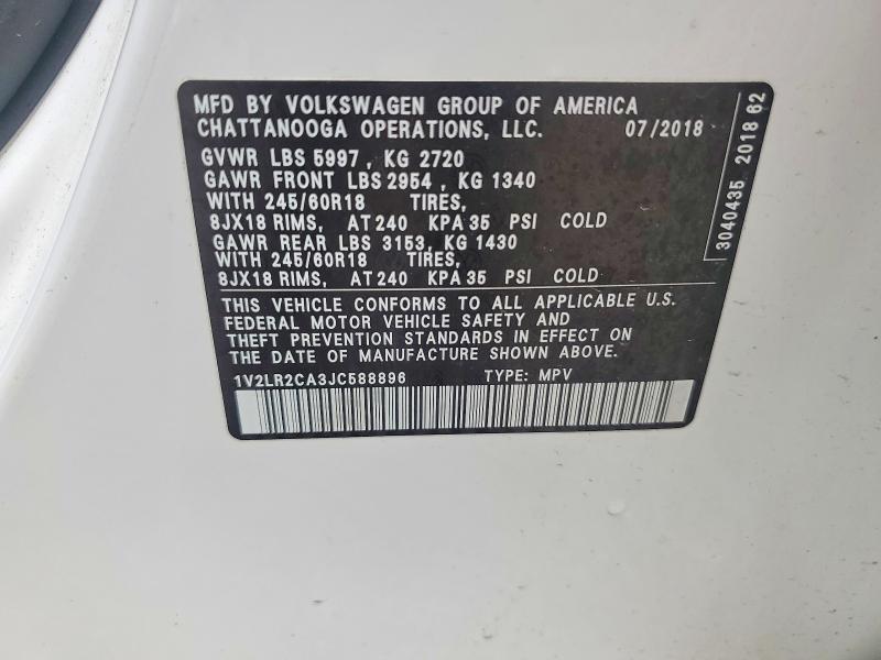 Продаж на аукціоні авто 2018 Volkswagen Atlas, vin: 1V2LR2CA3JC588896, номер лоту: 78986315