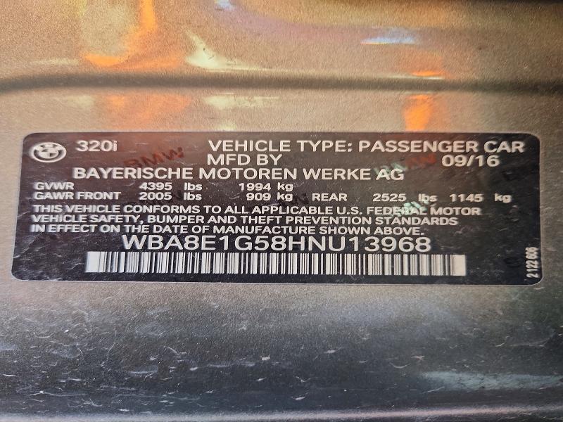 Aukcja sprzedaży 2017 Bmw 320, vin: WBA8E1G58HNU13968, numer aukcji: 79760715