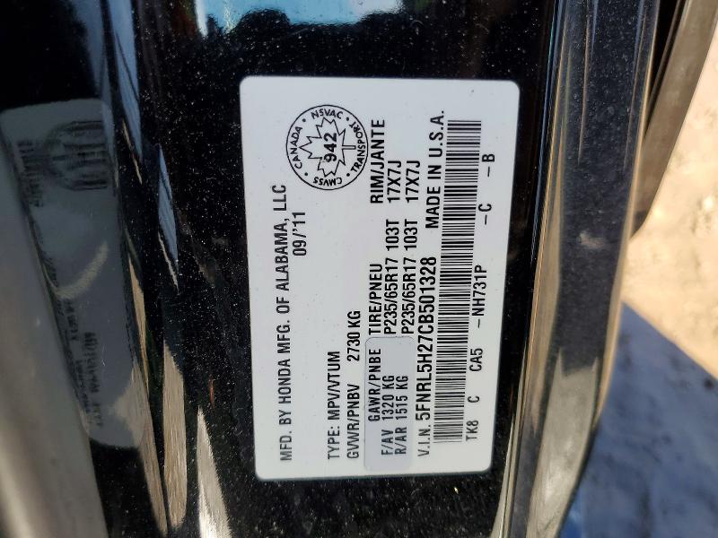 Aukcja sprzedaży 2012 Honda Odyssey, vin: 5FNRL5H27CB501328, numer aukcji: 79900695