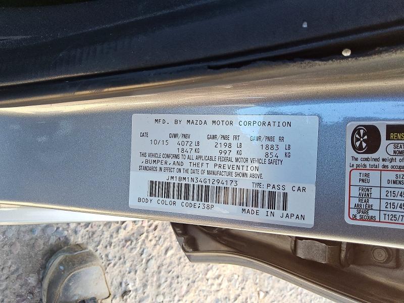 Продажа на аукционе авто 2016 Mazda 3, vin: JM1BM1N34G1294173, номер лота: 47215046