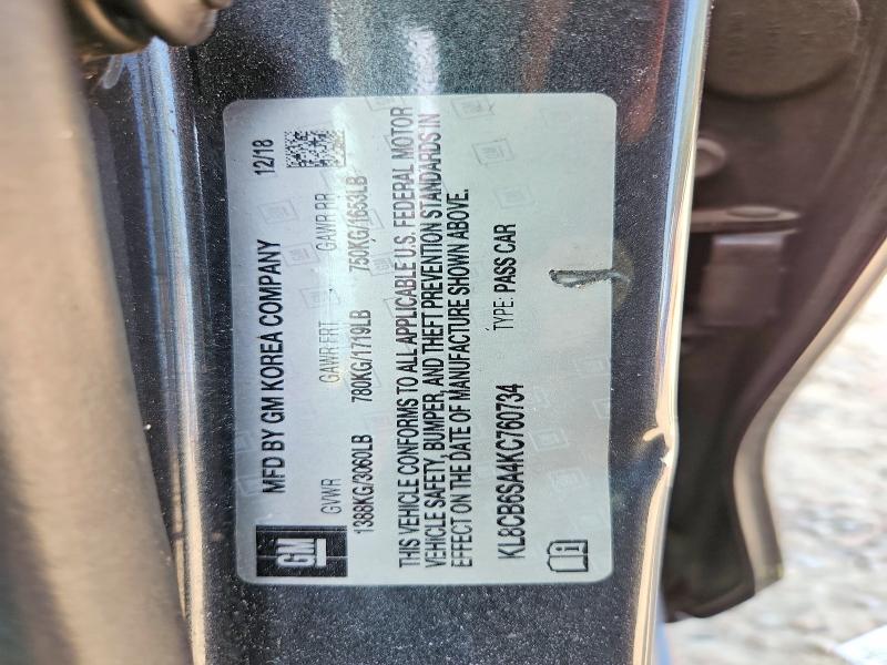 Продажа на аукционе авто 2019 Chevrolet Spark, vin: KL8CB6SA4KC760734, номер лота: 47564556