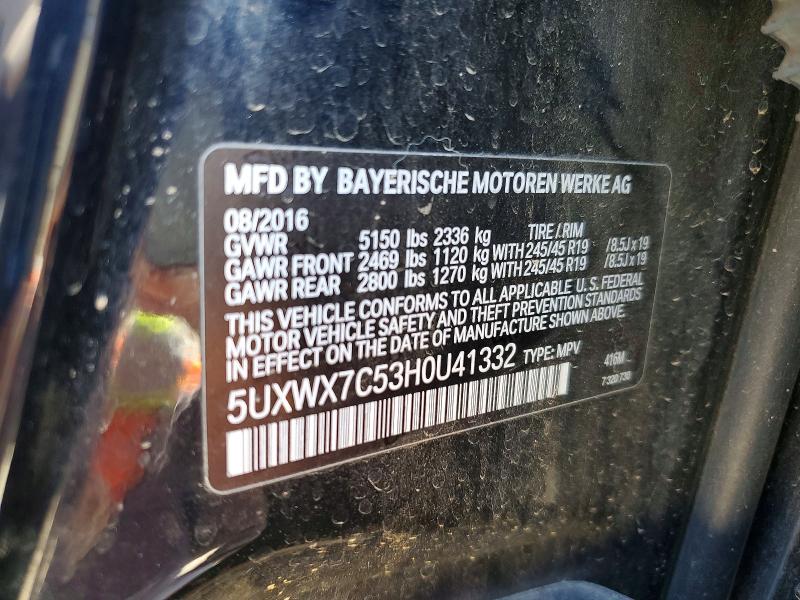 2017 Bmw X3 მანქანა იყიდება აუქციონზე, vin: 5UXWX7C53H0U41332, აუქციონის ნომერი: 46426126