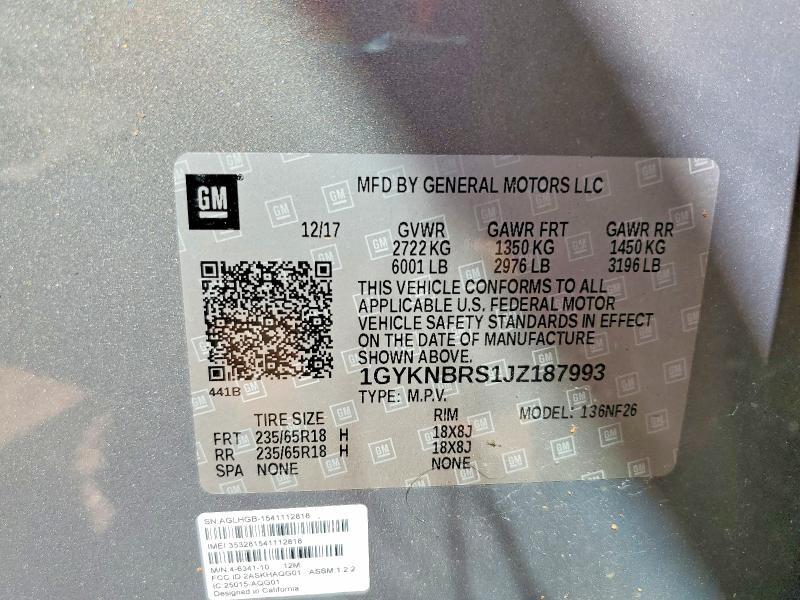 Продаж на аукціоні авто 2018 Cadillac Xt5, vin: 1GYKNBRS1JZ187993, номер лоту: 46745696