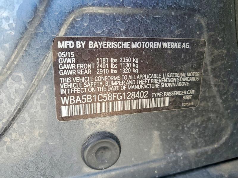 2015 Bmw 535 მანქანა იყიდება აუქციონზე, vin: WBA5B1C58FG128402, აუქციონის ნომერი: 47574866
