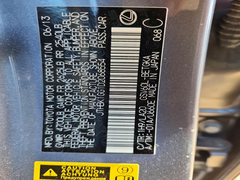 Aukcja sprzedaży 2013 Lexus Es 350, vin: JTHBK1GG1D2068554, numer aukcji: 48126436