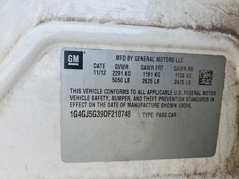 2013 Buick Lacrosse მანქანა იყიდება აუქციონზე, vin: 1G4GJ5G39DF210748, აუქციონის ნომერი: 46372416