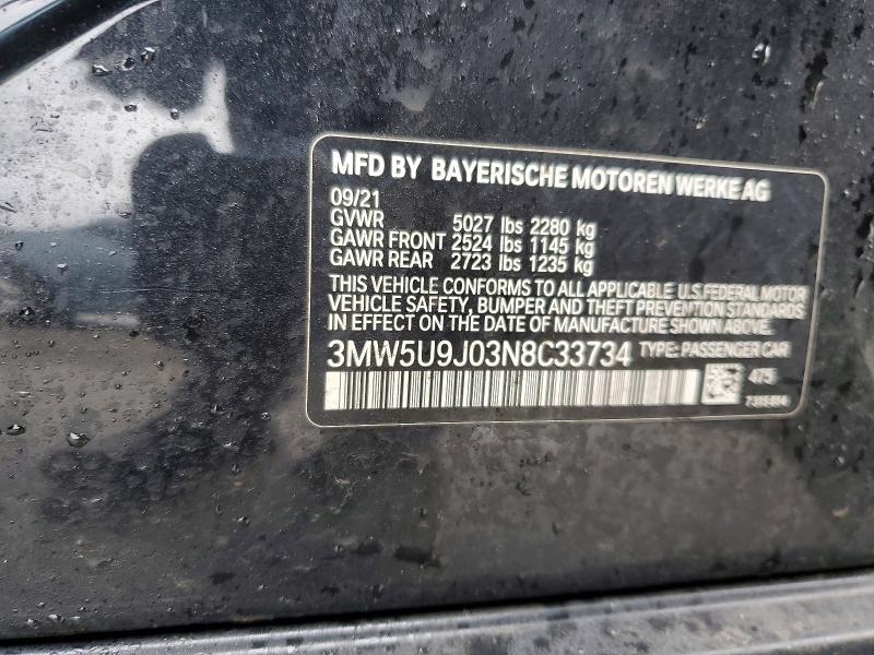 Продаж на аукціоні авто 2022 Bmw M340xi, vin: 3MW5U9J03N8C33734, номер лоту: 46204836