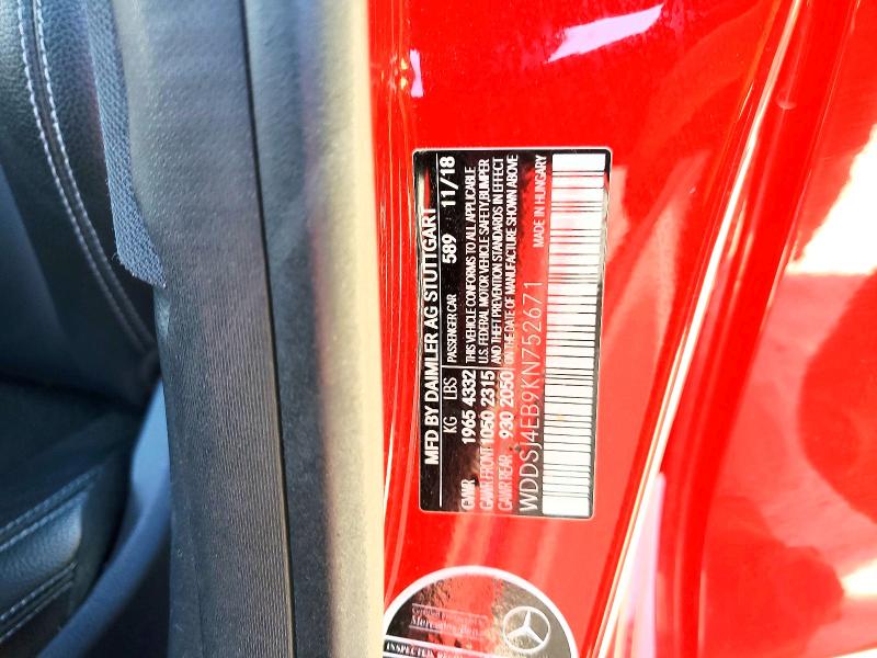 46531326 :رقم المزاد ، WDDSJ4EB9KN752671 vin ، 2019 Mercedes-benz Cla مزاد بيع