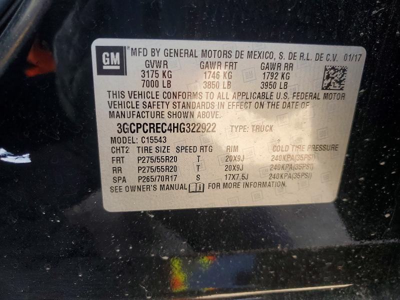 2017 Chevrolet Silverado მანქანა იყიდება აუქციონზე, vin: 3GCPCREC4HG322922, აუქციონის ნომერი: 45521556