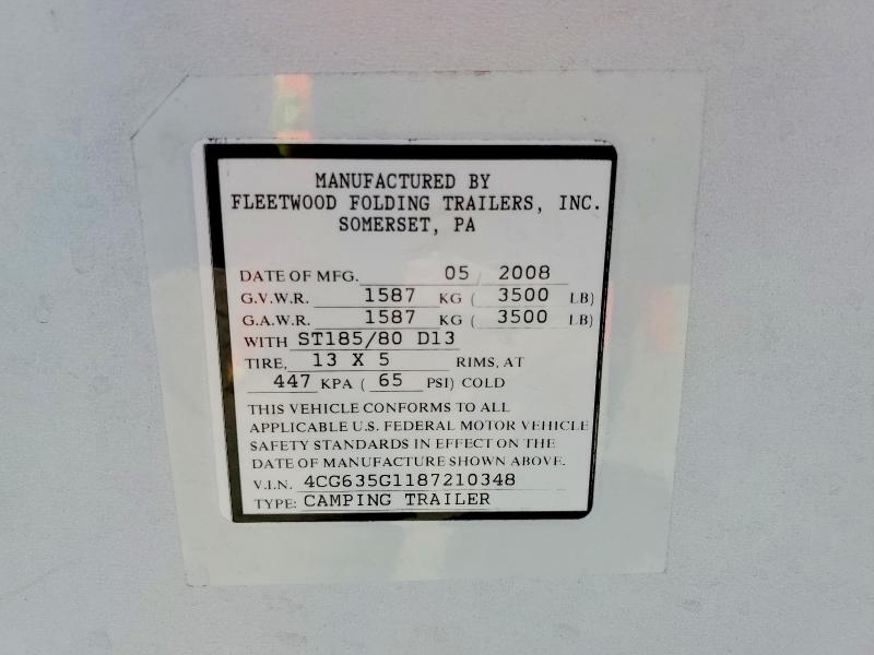 47743146 :رقم المزاد ، 4CG635G1187210348 vin ، 2008 Fleetwood Unknown مزاد بيع