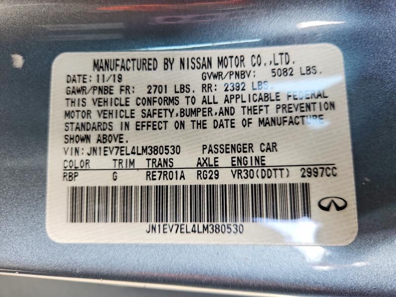 Aukcja sprzedaży 2020 Infiniti Q60, vin: JN1EV7EL4LM380530, numer aukcji: 47569836