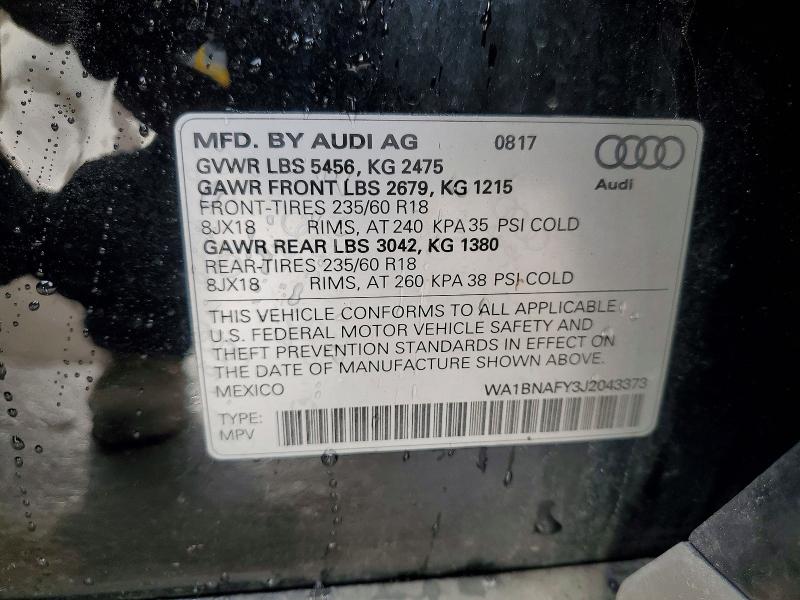 46875646 :رقم المزاد ، WA1BNAFY3J2043373 vin ، 2018 Audi Q5 مزاد بيع