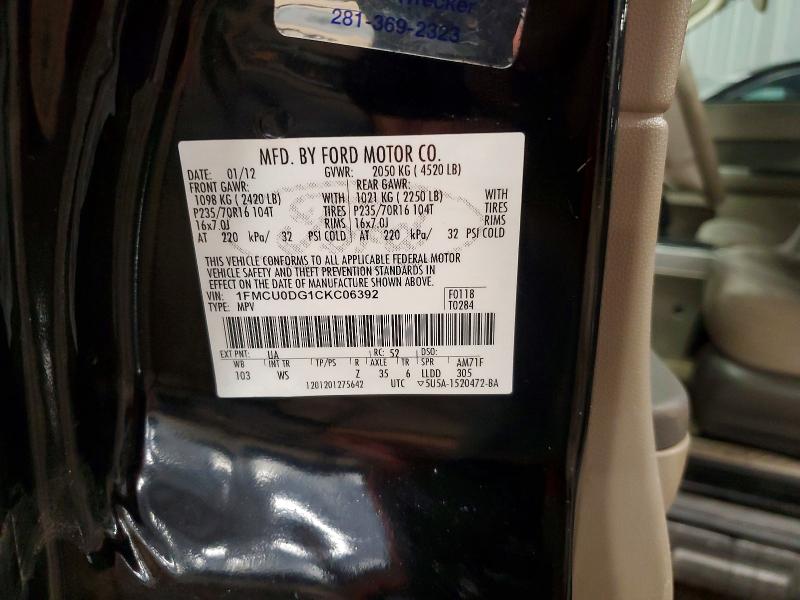 2012 Ford Escape მანქანა იყიდება აუქციონზე, vin: 1FMCU0DG1CKC06392, აუქციონის ნომერი: 46193096