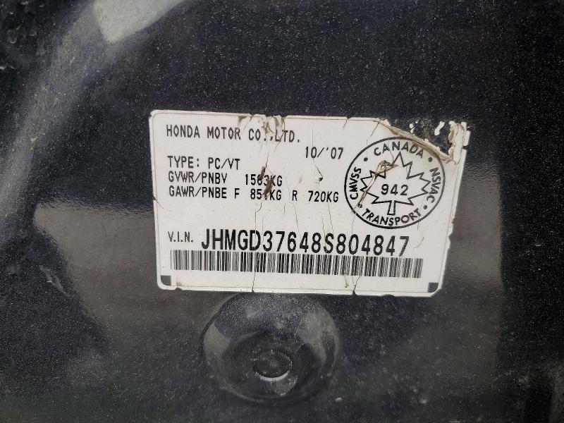 45796396 :رقم المزاد ، JHMGD37648S804847 vin ، 2008 Honda Fit Sport 5dr مزاد بيع