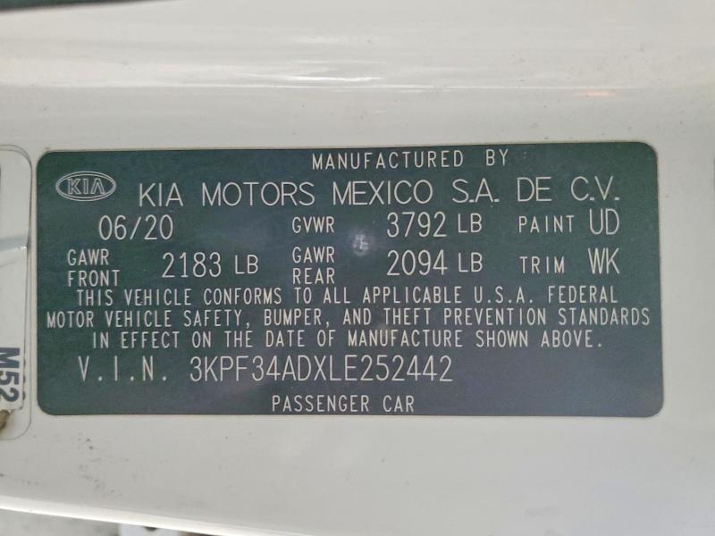 Продаж на аукціоні авто 2020 Kia Forte, vin: 3KPF34ADXLE252442, номер лоту: 41687486