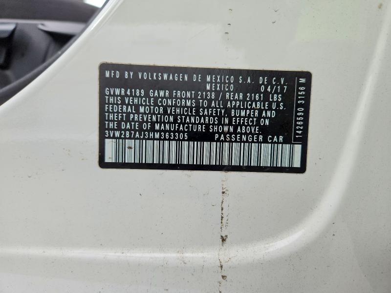 Продаж на аукціоні авто 2017 Volkswagen Jetta, vin: 3VW2B7AJ3HM363305, номер лоту: 45999296