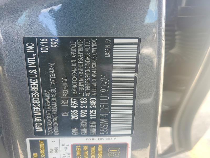 Aukcja sprzedaży 2017 Mercedes-benz C, vin: 55SWF4JB5HU190924, numer aukcji: 47590436